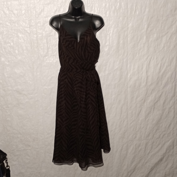TALBOTS Silk Brown & Black Animal Print (tiger/zebra) Dress, sz 10 - Picture 5 of 5